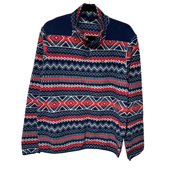 Vineyard Vines Unisex Fleece Fair Isle Pullover Quarter Snap Size Large Holiday - Picture 1 of 9